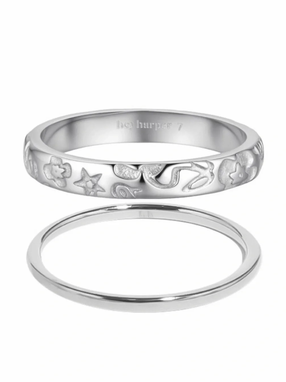 Hey Harper Aurie Ring Set Silver Size 7 Msrp $50